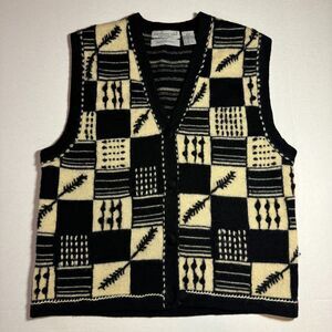 Vintage Womens 100% Wool Sweater Vest Size M Hand Embroidered Grandma Style